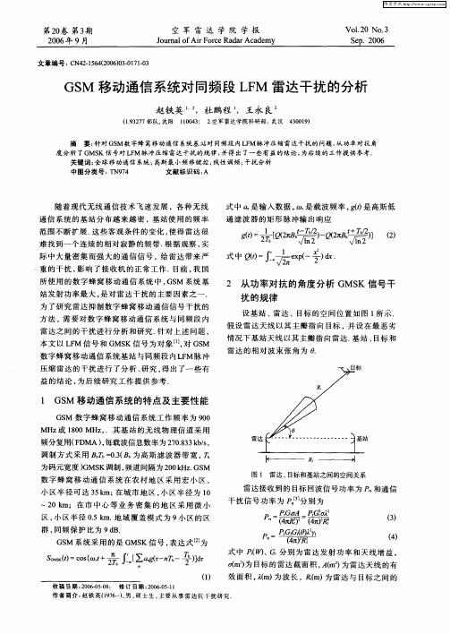 GSM移动通信系统对同频段LFM雷达干扰的分析