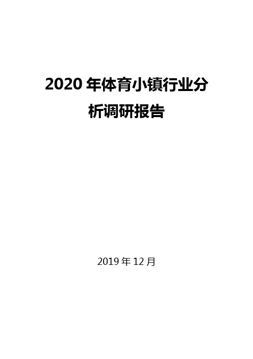 2020年体育小镇行业分析调研报告