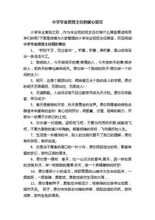 小学毕业班班主任的暖心留言