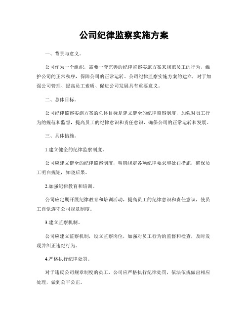 公司纪律监察实施方案