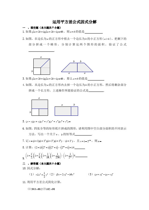 初中数学《运用平方差公式分解因式》专项练习题(含答案)