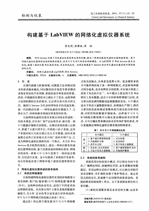 构建基于LabVIEW的网络化虚拟仪器系统