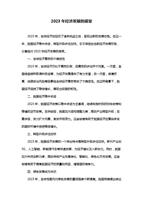 2023年经济发展的感受