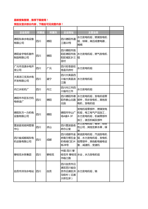 新版四川省水力发电机组工商企业公司商家名录名单联系方式大全43家