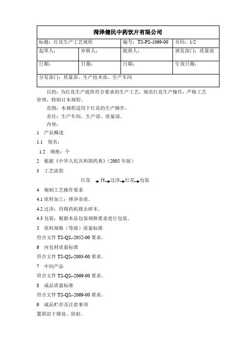 1069红花生产工艺规净制程