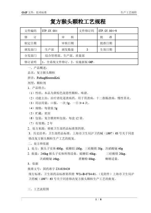 STP.GY.004复方猴头颗粒工艺规程