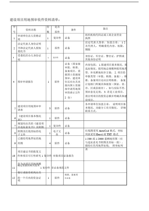 建设项目用地预审收件资料清单.doc