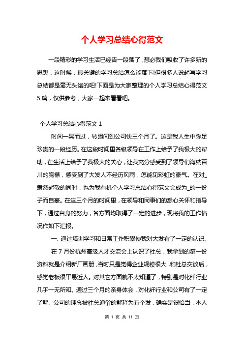 个人学习总结心得范文