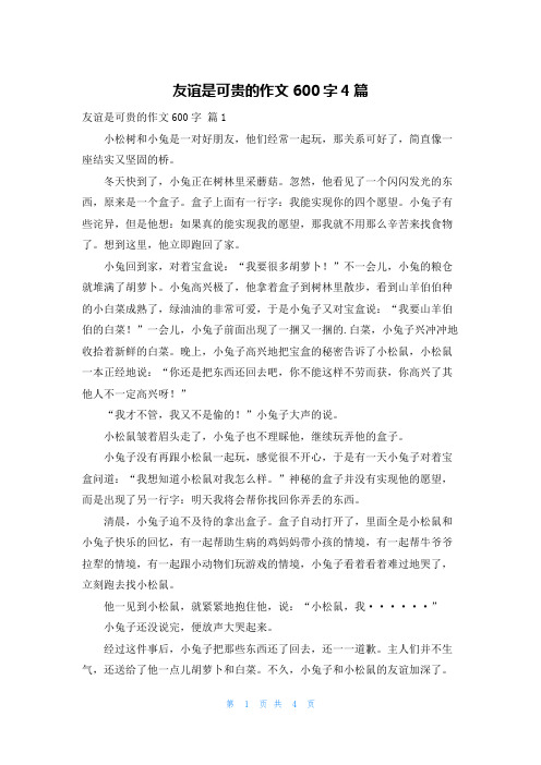 友谊是可贵的作文600字4篇