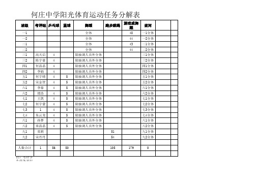 阳光体育运动考评表