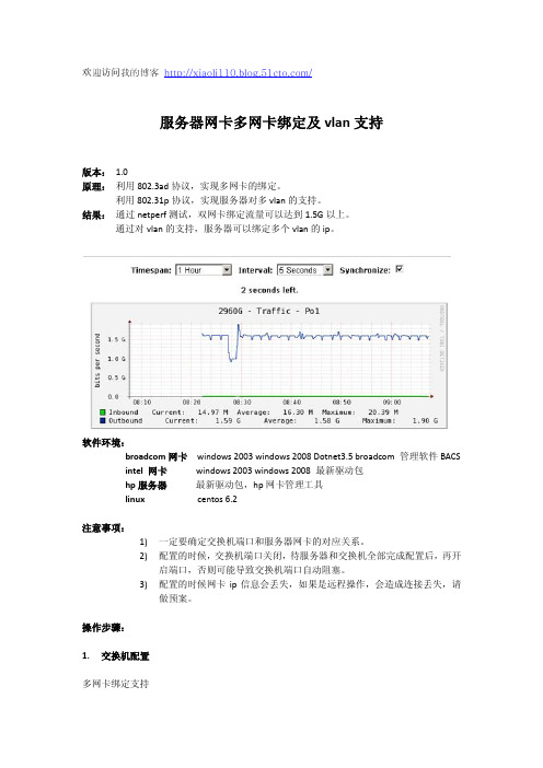 服务器网卡多网卡绑定及vlan划分配置方法