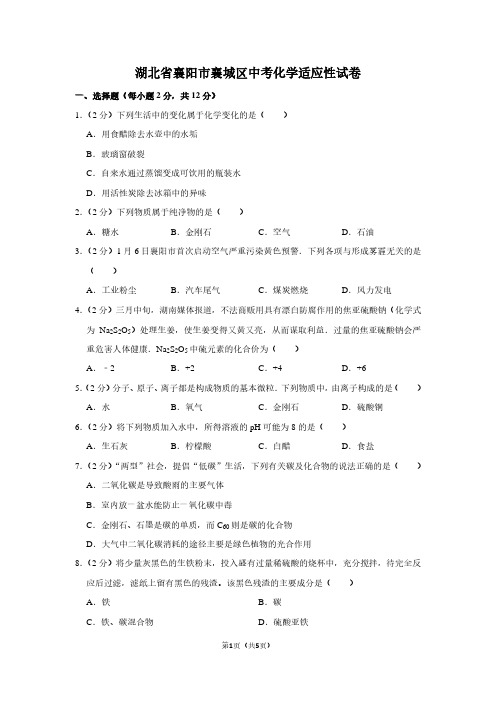 湖北省襄阳市襄城区中考化学适应性试卷 (2)