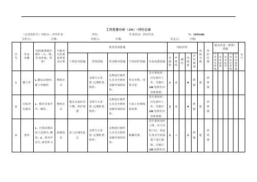 安全生产双重预防体系-机械行业作业活动工作危害分析记录