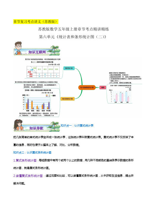 2023学年苏教版数学五年级上学期章节考点精讲精练讲义第六单元《统计表和条形统计图(二)》(解析)