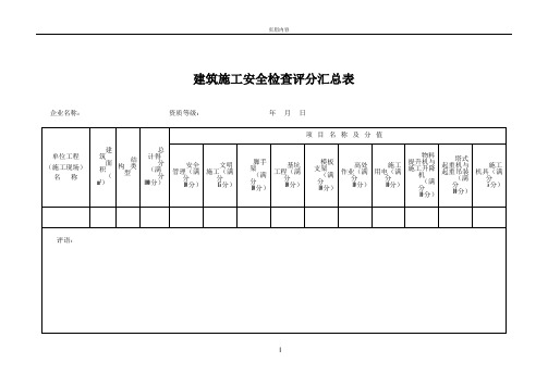 建筑施工安全检查评分表及汇总表