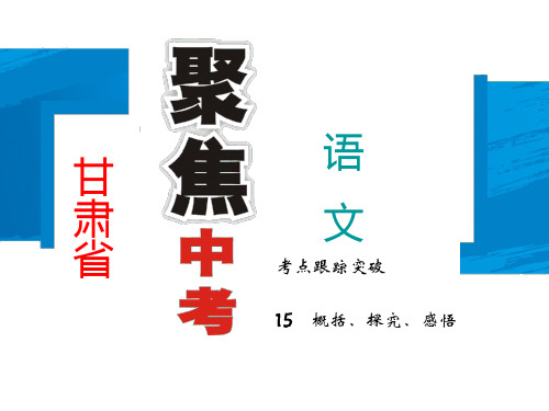 甘肃省中考语文总复习课件考点跟踪突破15 概括、探究、感悟