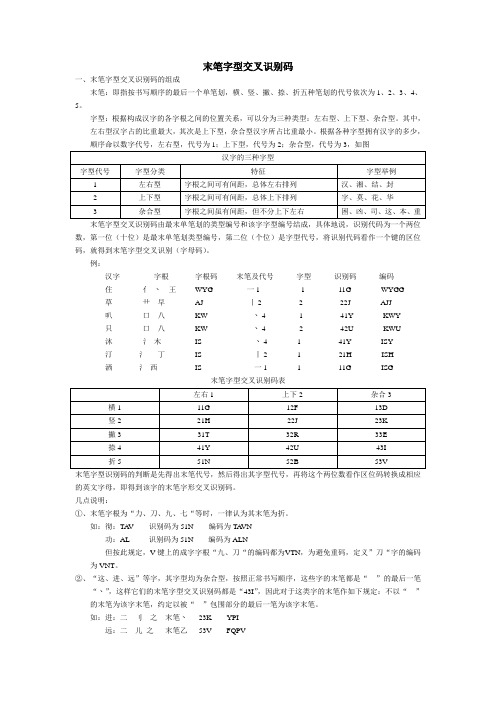 末笔字型交叉识别码