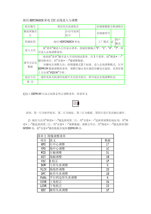 海信HDP2968CH彩电IIC总线进入与调整