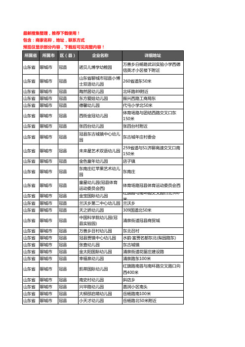 新版山东省聊城市冠县幼儿园企业公司商家户名录单联系方式地址大全136家