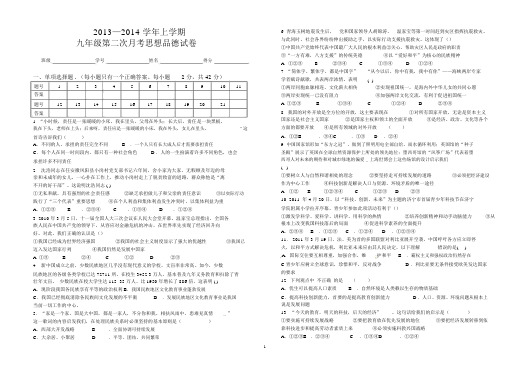 2013—2014学年上学期九年级政治第二次月考试卷