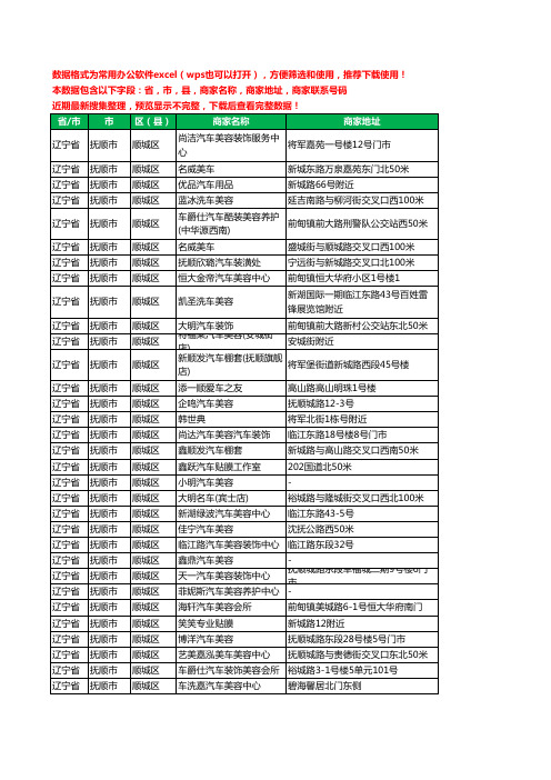 2020新版辽宁省抚顺市顺城区汽车美容工商企业公司商家名录名单联系电话号码地址大全86家