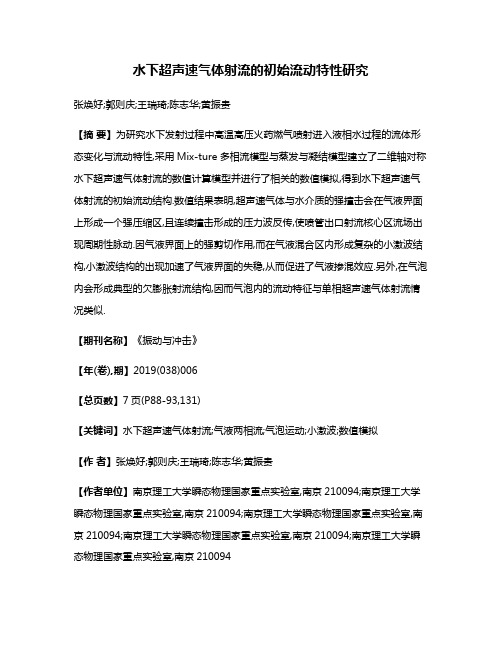 水下超声速气体射流的初始流动特性研究