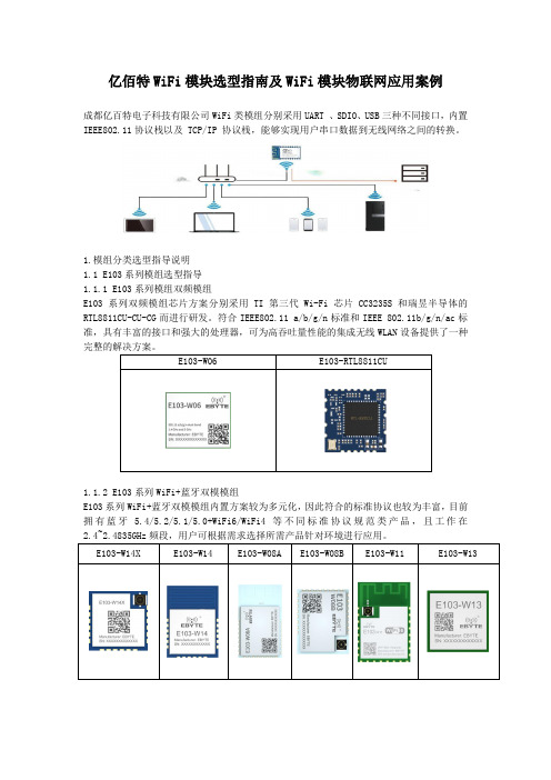 亿佰特WiFi模组选型指南以及WiFi模块应用方案详解