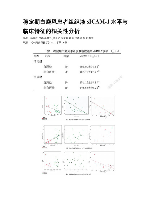 稳定期白癜风患者组织液sICAM-1水平与临床特征的相关性分析