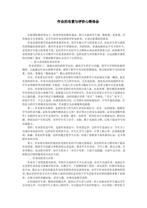 作业的布置与评价心得体会