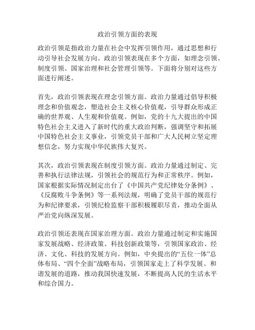 政治引领方面的表现