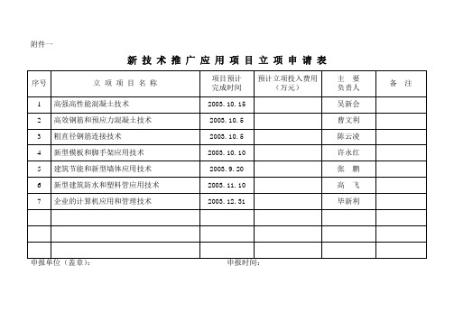 新技术应用示范工程申报书