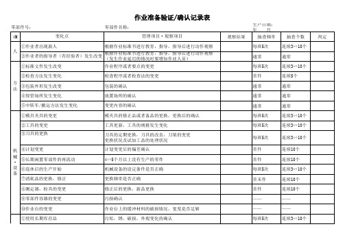 作业准备验证确认记录表