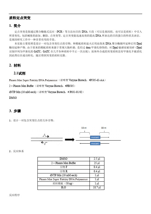 质粒定点突变操作步骤