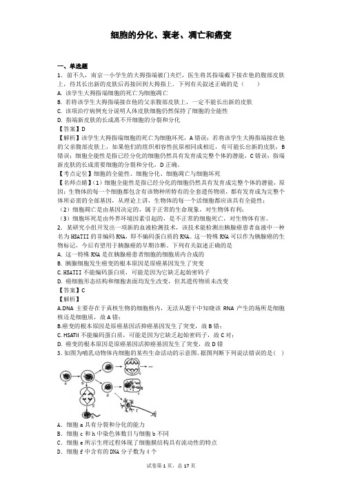 2018届二轮 细胞的分化、衰老、凋亡和癌变 专题卷(全国通用) (10)