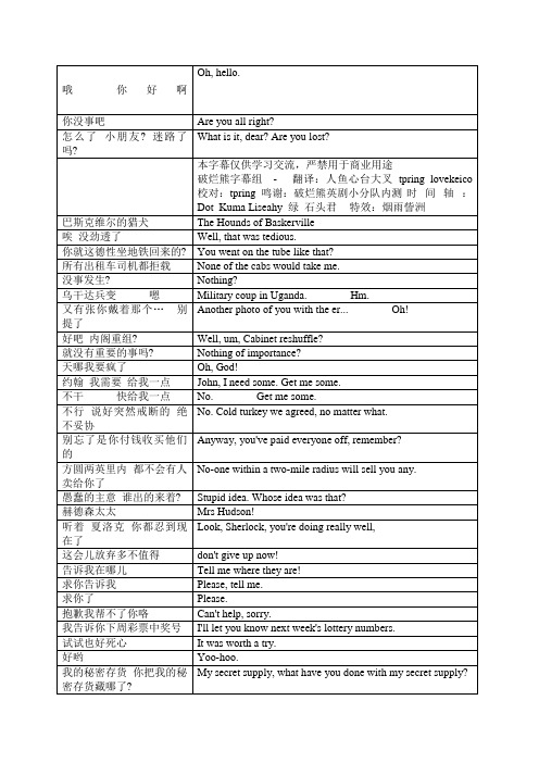 神探夏洛克第二季SE台词简体英文破烂熊字幕组版