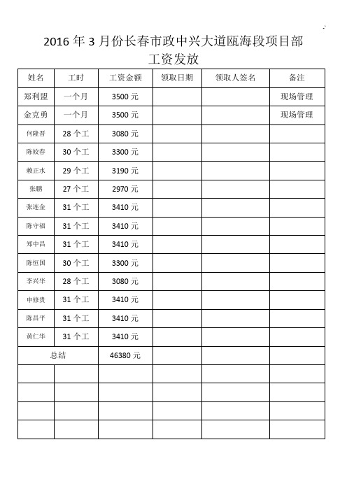 农民工工资发放表