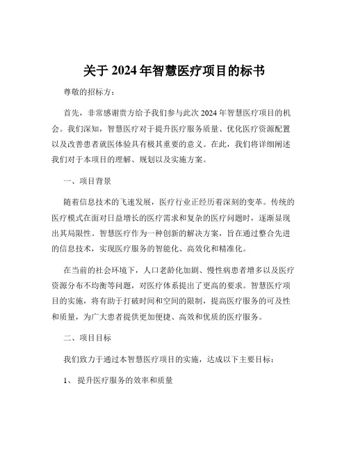 关于2024年智慧医疗项目的标书