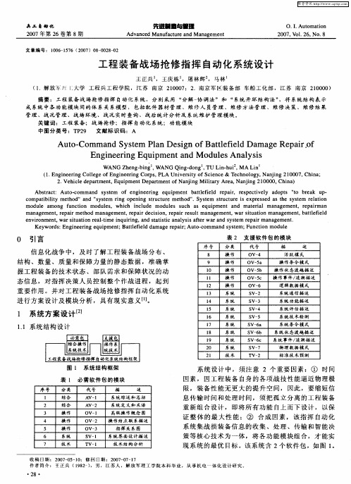 工程装备战场抢修指挥自动化系统设计