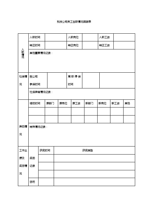 科技公司员工在职情况跟踪表