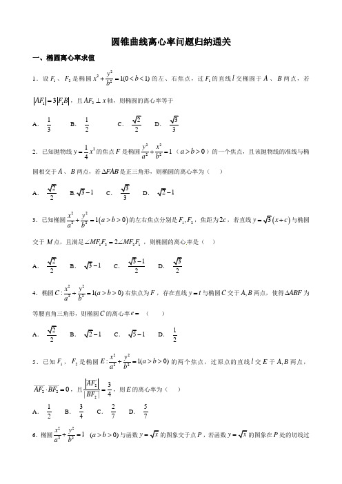 圆锥曲线离心率问题归纳通关