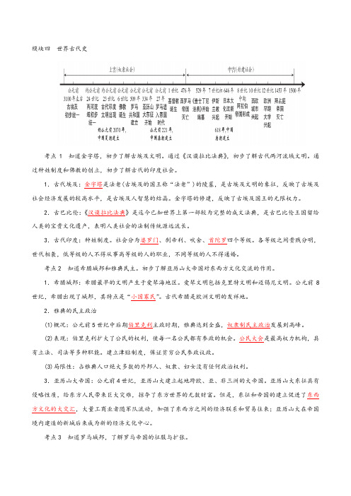 专题04 世界古代史知识梳理-2020年中考历史总复习基础知识点必备手册(广东专用)