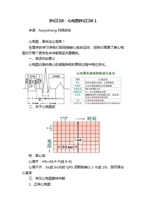 妙记口诀：心电图妙记口诀1