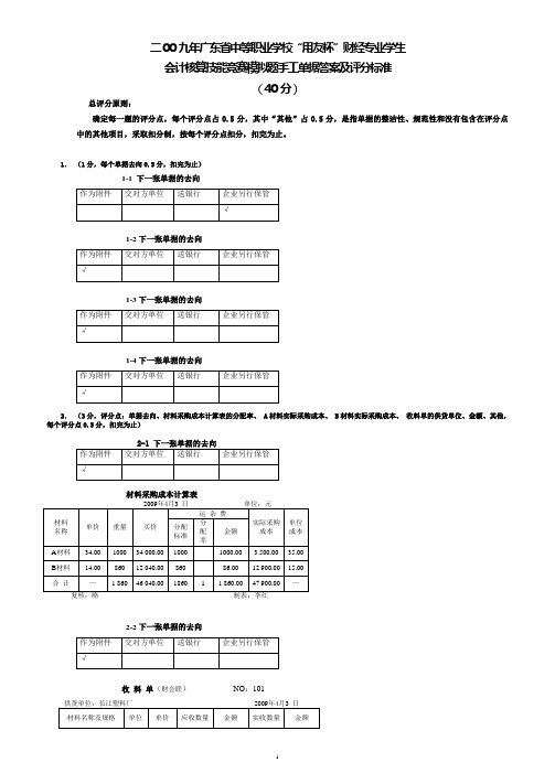 09省会计核算竞赛模拟题单据答案