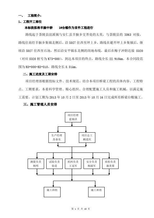 A1桥梁墩台开工报告