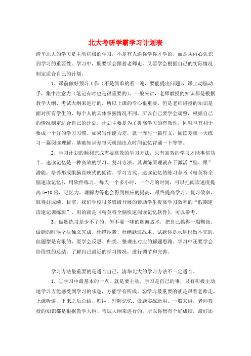 北大考研学霸学习计划表