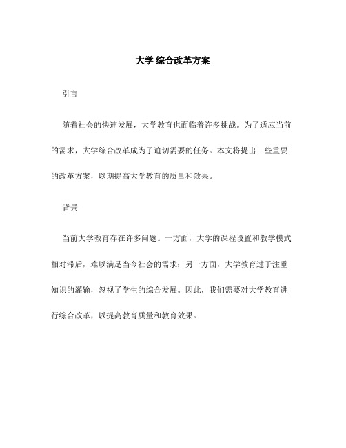 大学 综合改革方案