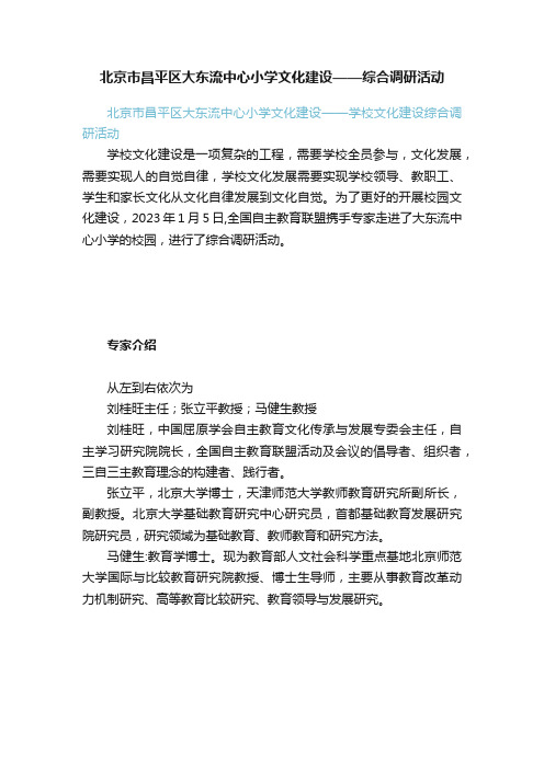 北京市昌平区大东流中心小学文化建设——综合调研活动