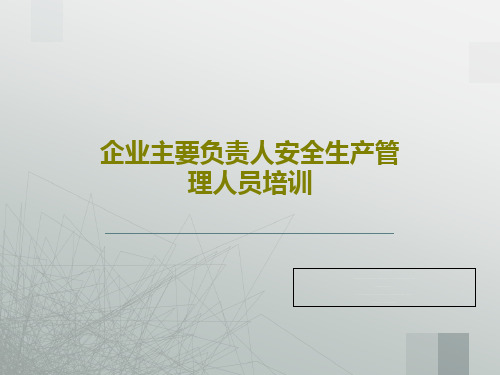 企业主要负责人安全生产管理人员培训107页PPT