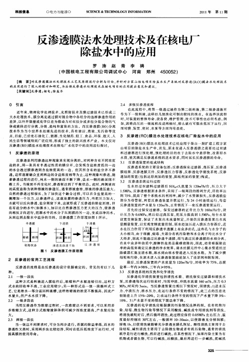 反渗透膜法水处理技术及在核电厂除盐水中的应用