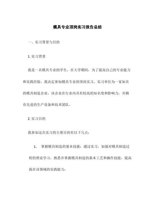 模具专业顶岗实习报告总结